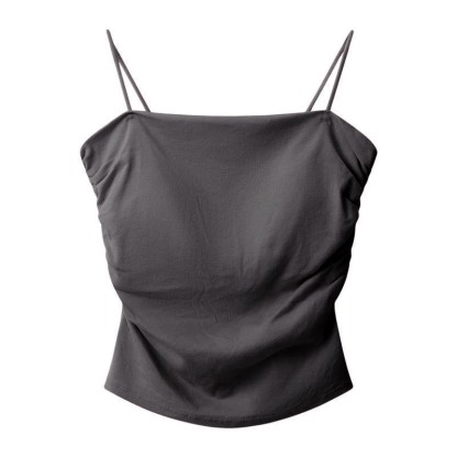 Pure Color Cami Top - Dark Grey - One Size - image 7