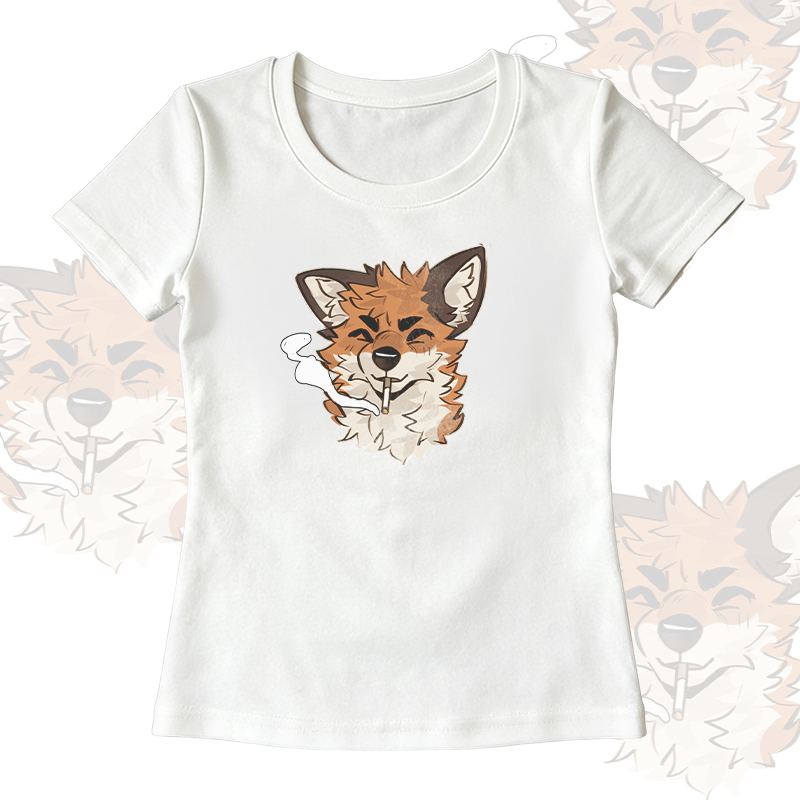 MODAKAWA X atka NO Smoking Fox Graphic T-shirt Denim Pants Matching Outfit - White T-shirt A - XL - image 7