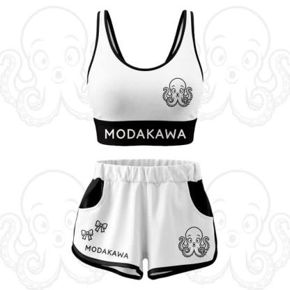 Octopus Graphic Crop Tank Sport Top Shorts Modakawa Matching Outfit - White Set - 5XL - image 15