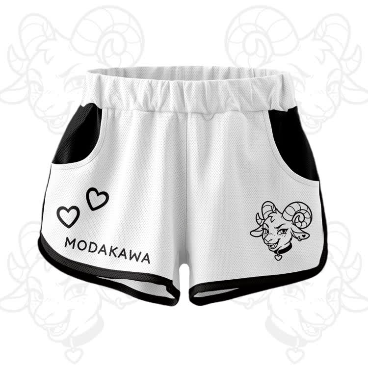 Goat Graphic Crop Tank Sport Top Shorts Modakawa Matching Outfit - White Shorts - 5XL - image 9