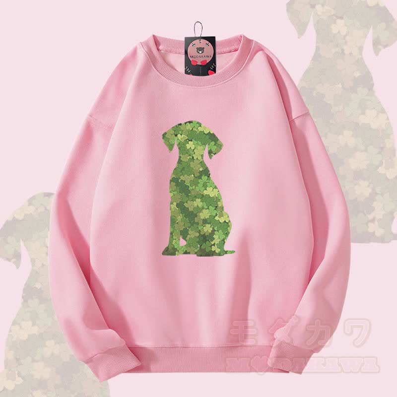 MODAKAWA Clover Dog Graphic Unisex Sweatshirt - Pink - 5XL - image 4