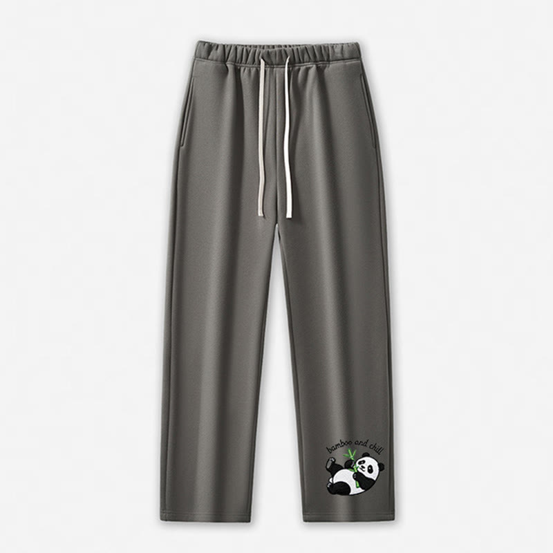BAMBOO AND CHILL Panda Graphic Casual Pants - Grey - 5XL - image 6