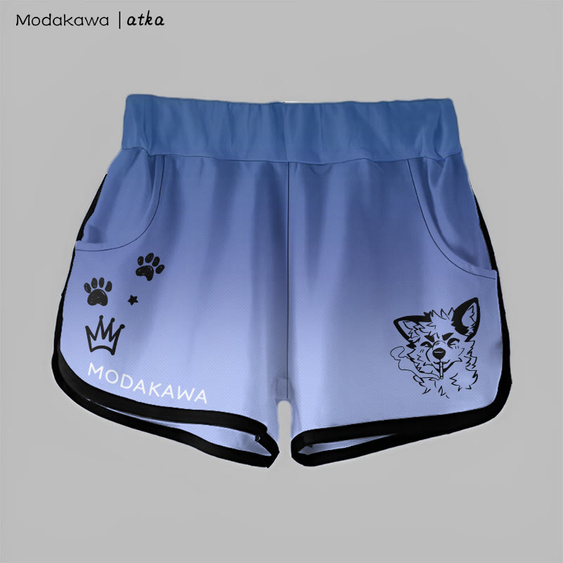 MODAKAWA X atka Gradient Smoking Fox Graphic Shorts - Blue - 5XL - image 3