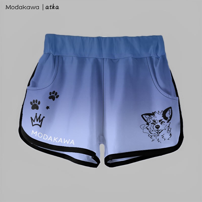 MODAKAWA X atka Gradient Smoking Fox Graphic Shorts - Blue - 5XL - image 3