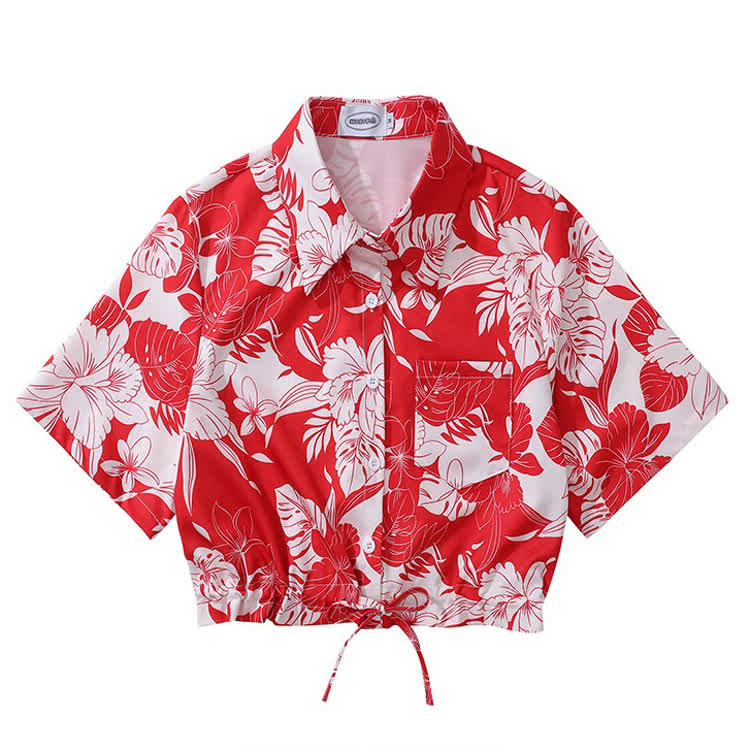 Vintage Print Short Sleeve Button-Up Shirt - Multicolor O - L - image 16
