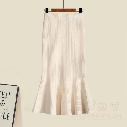 V-neck Cable Sweater Fishtail Skirt Two Pieces Set - image 9