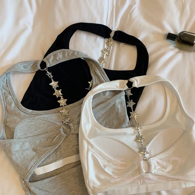 Star Chain Backless Halter Crop Top - image 9
