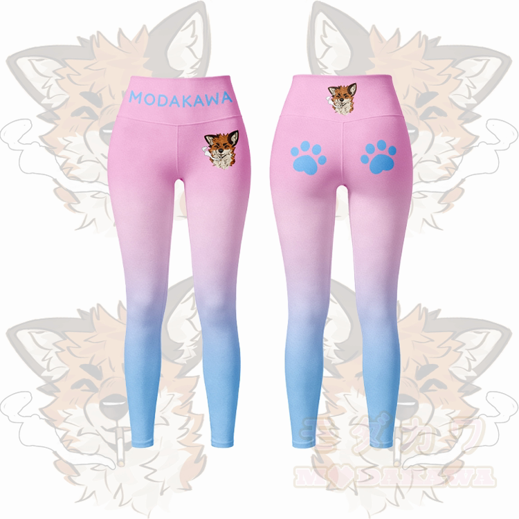 MODAKAWA X atka Smoking Fox Graphic Gradient Sports Bra Top Leggings Matching Outfit - Pink Leggings - 5XL - image 9