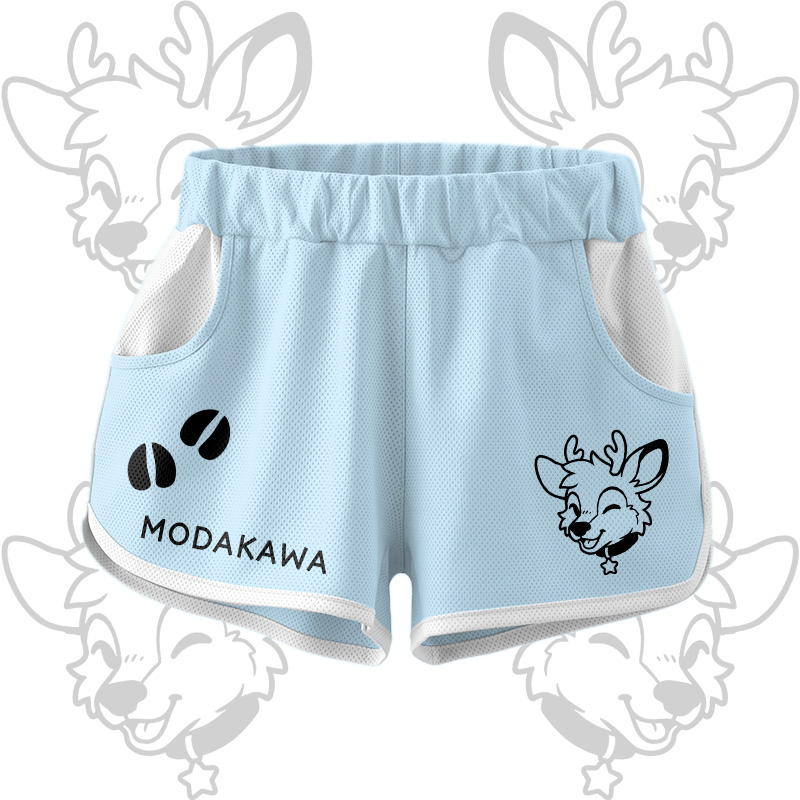 Deer Graphic Crop Tank Sport Top Shorts Bikini Modakawa Matching Outfit - Blue Shorts - 5XL - image 11