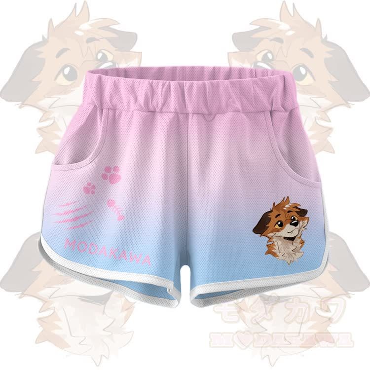 MODAKAWA X atka Fox Graphic Crop Tank Sport Top Shorts Bikini Matching Outfit - Pink Shorts - 5XL - image 7