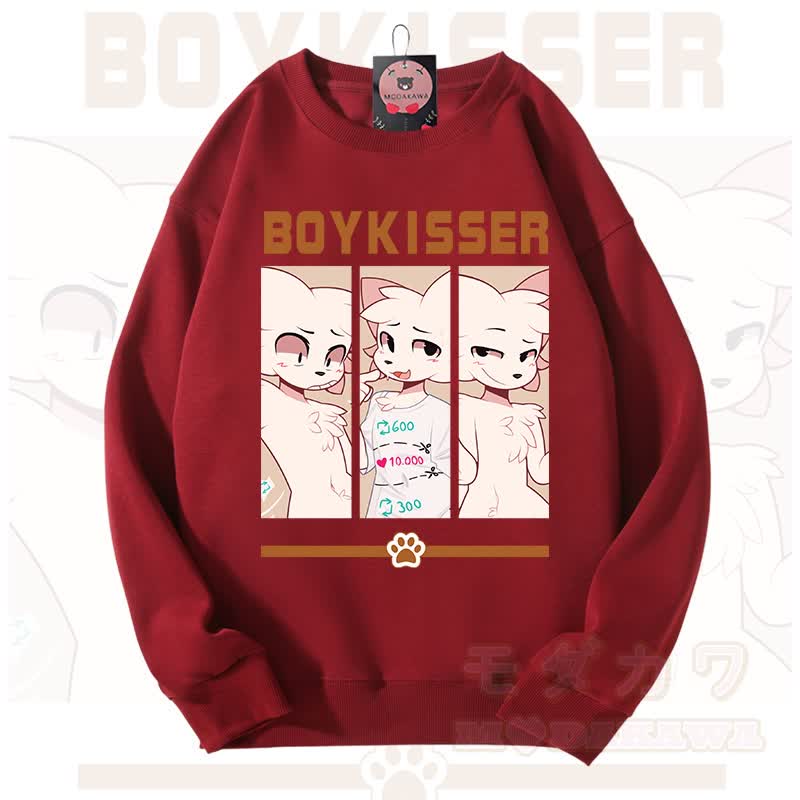MODAKAWA X zarckets BOYKISSER Fox Graphic Unisex Sweatshirt - Red - 3XL - image 7