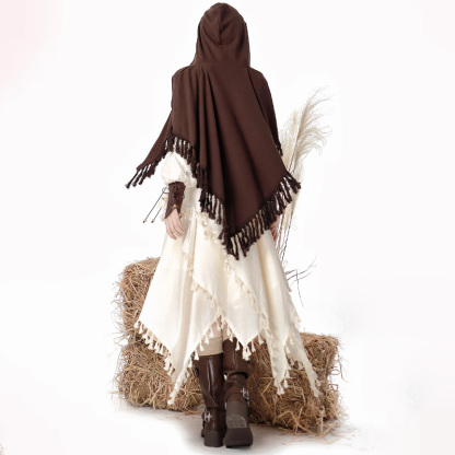 Vintage Tassel Dress Lace-up Top Cape Matching Outfit - image 7
