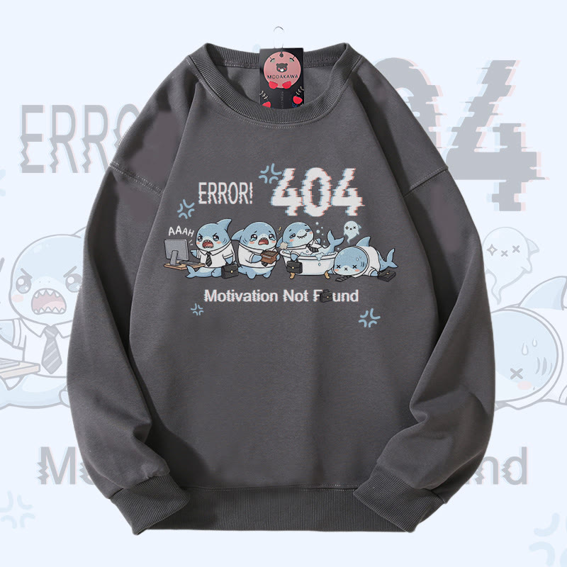 ERROR 404 MOTIVATION NOT FOUND Shark Graphic Modakawa Sweatshirt - Grey - 5XL - image 6