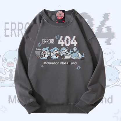 ERROR 404 MOTIVATION NOT FOUND Shark Graphic Modakawa Sweatshirt - Grey - 5XL - image 6