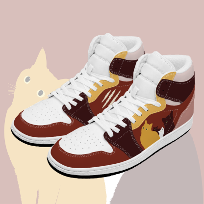 Cat Graphic Modakawa High Top Canvas Shoes - Red & Yellow - 48 - image 4