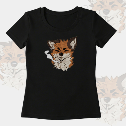 MODAKAWA X atka NO Smoking Fox Graphic T-shirt Denim Pants Matching Outfit - Black T-shirt A - XL - image 5