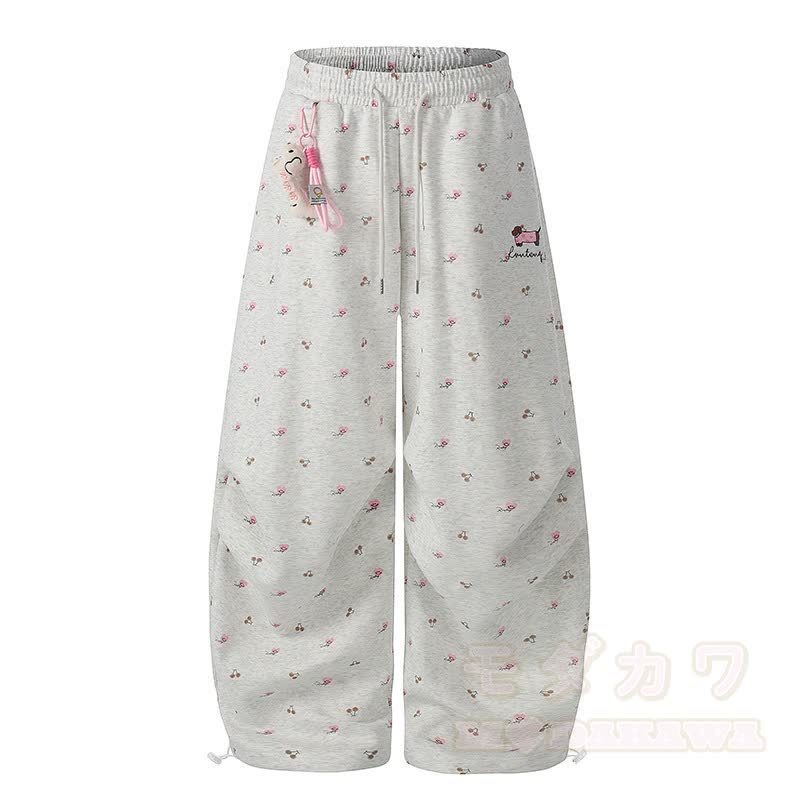  High Quality Durable Press Stripe Long Sleeve Top Floral Embroidery Pants Two Pieces Set - Grey Pants - XL - image 11
