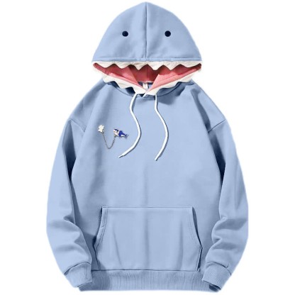 Cartoon Shark Brooch Pocketed Hoodie - image 4