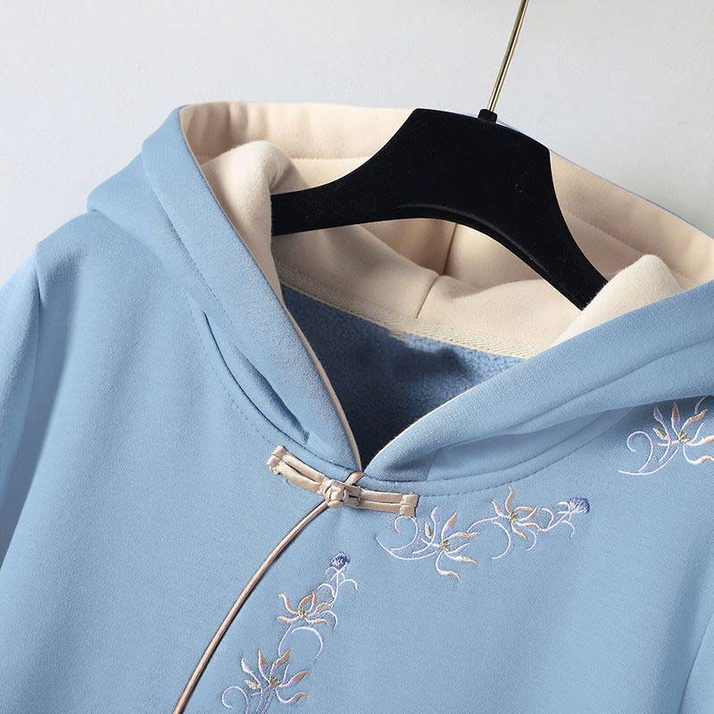 Embroidery Loose Hoodie Vintage Sweatshirt Dress - image 6