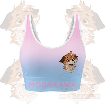 MODAKAWA X atka Fox Graphic Gradient Sports Bra Top Leggings Matching Outfit - Pink Top - 5XL - image 4