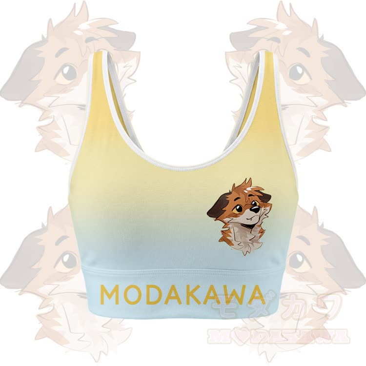 MODAKAWA X atka Fox Graphic Crop Tank Sport Top Shorts Bikini Matching Outfit - Yellow Top - 5XL - image 4