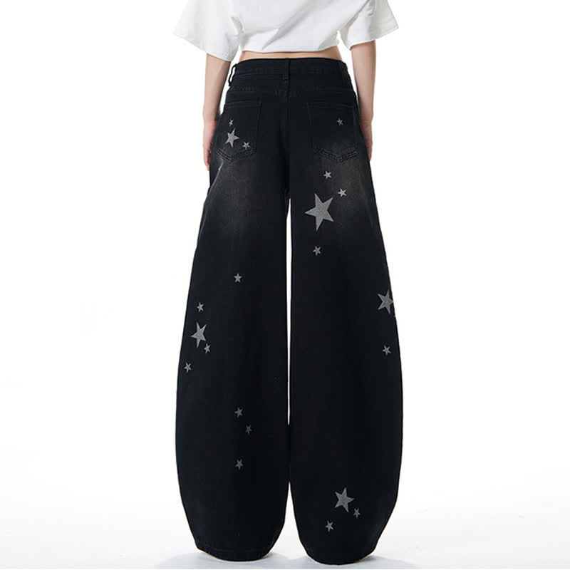 Star Print Gradient Denim Jacket Wide Leg Jeans Two Pieces Set - image 12