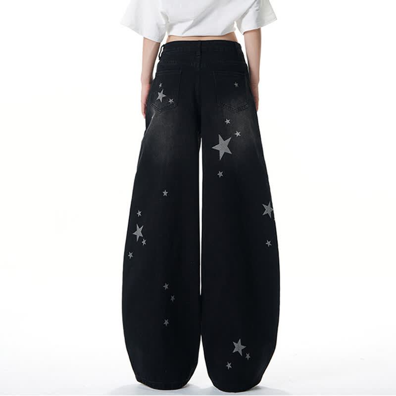 Star Print Gradient Denim Jacket Wide Leg Jeans Two Pieces Set - image 12