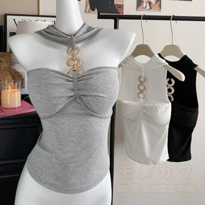 Gold Ring Halter Tube Top - image 8