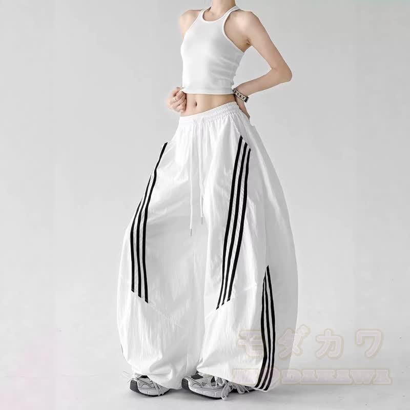 Goat Print Cropped Hoodie Striped Wide‑Leg Pants Two Pieces Set - image 8