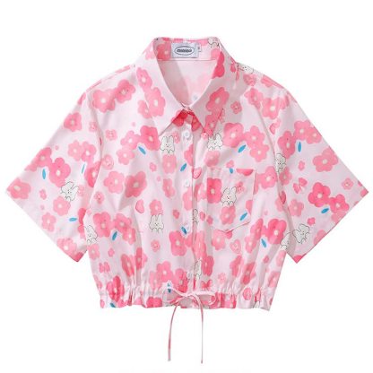 Animal Print Short Sleeve Button-Up Shirt - Multicolor U - L - image 22