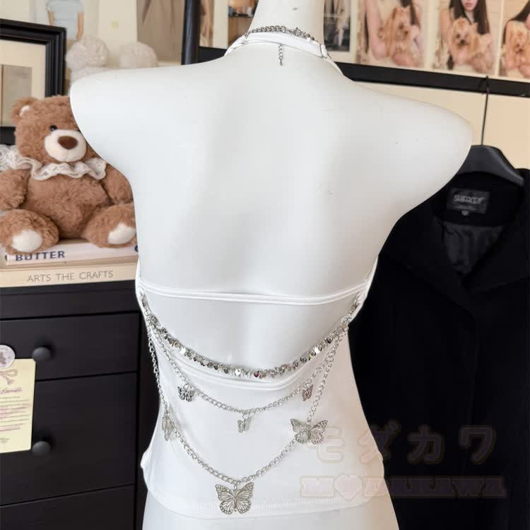 Butterfly Chain Backless Halter Top - image 15