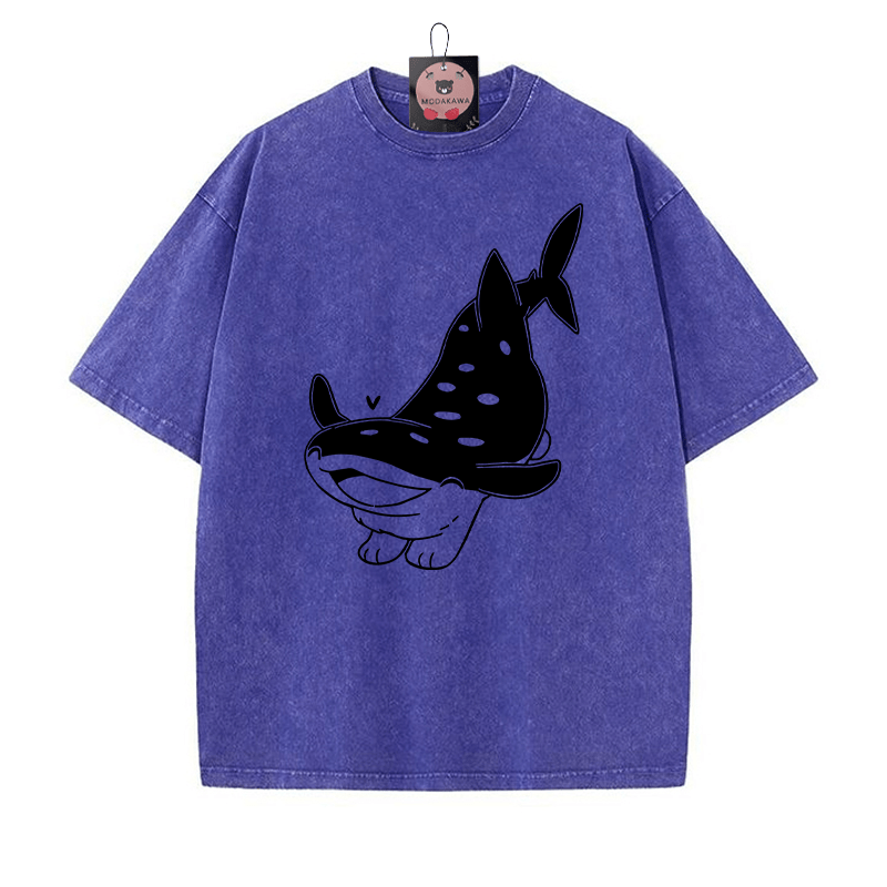 Cheerful Pupfish Graphic Unisex Vintage Washed T-shirt - Blue - 5XL - image 3