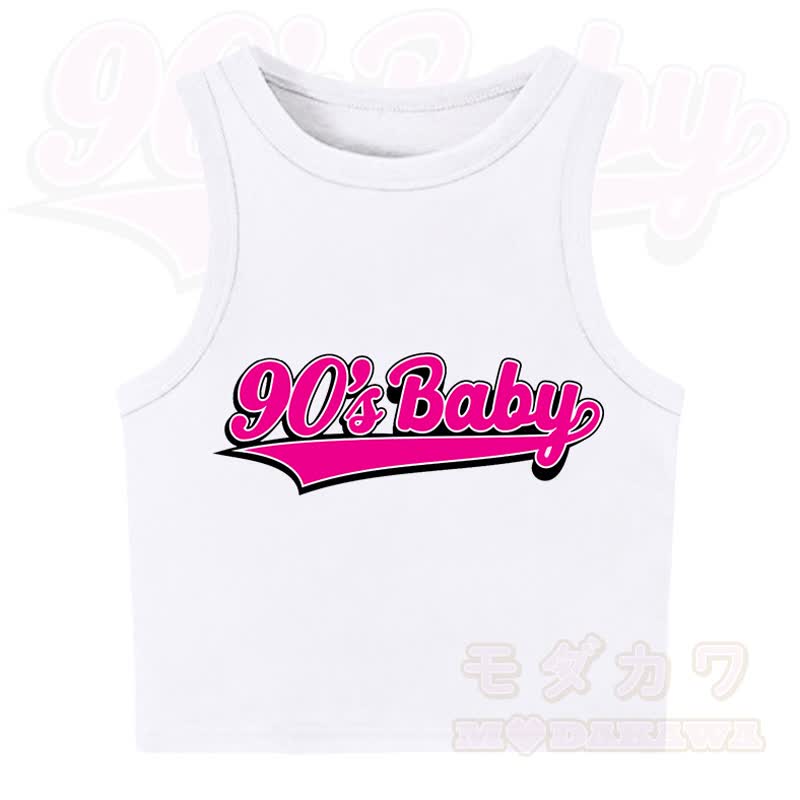 MODAKAWA 90'S BABY Casual Cropped Tank Top - White - XL - image 4