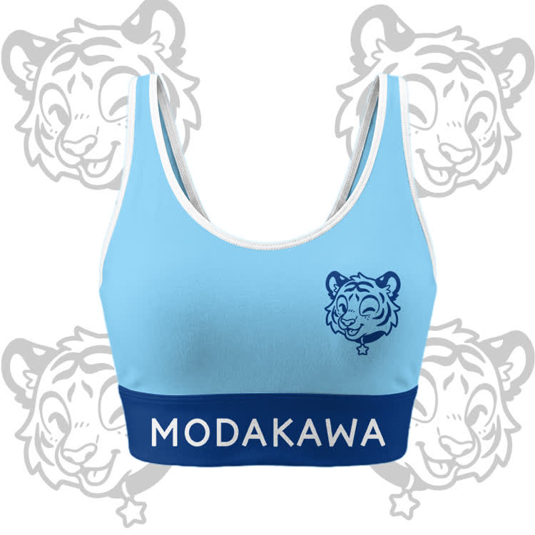 Happy Tiger Graphic Crop Tank Sport Top Shorts Bikini Modakawa Matching Outfit - Blue Top - 5XL - image 5