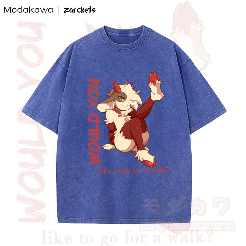 MODAKAWA X zarckets WOULD YOU Sheep Print Washed T-shirt - Blue - 5XL - image 8