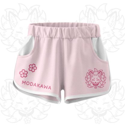 Nine Tailed Fox Graphic Crop Tank Sport Top Shorts Modakawa Matching Outfit - Pink Shorts - 5XL - image 7