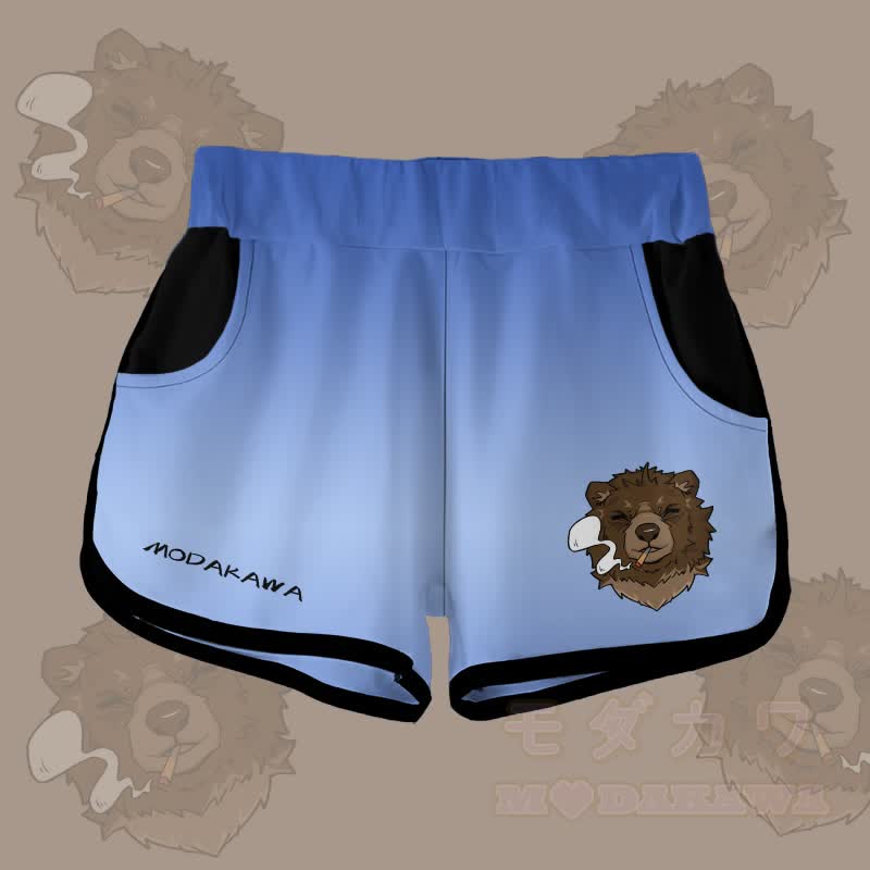 MODAKAWA Gradient Smoking Bear Graphic Shorts - Blue - 5XL - image 5