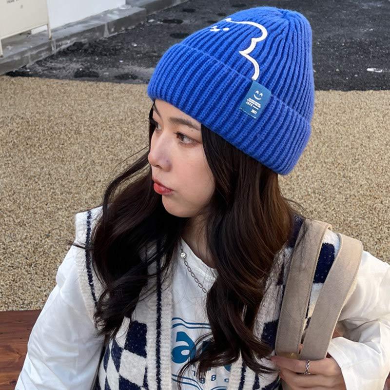 Cartoon Bear Embroidery Knit Hat - image 6
