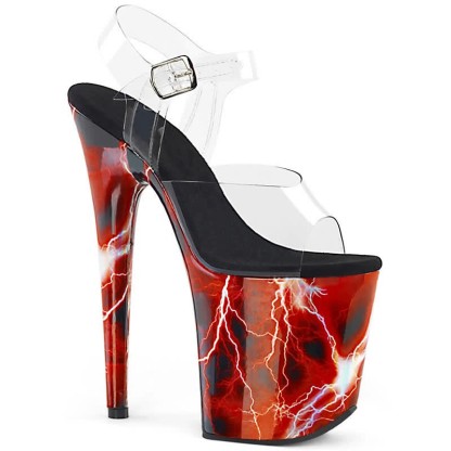 Fashion Transparent Open Toe Platform High Heel Sandals - Red Lightning - 44 - image 5