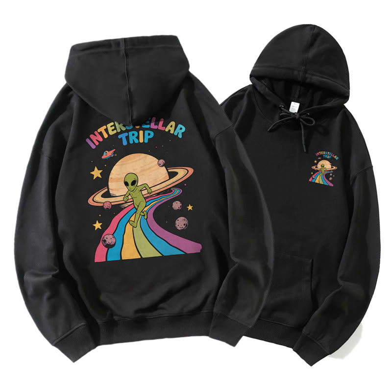 INTERSTELLAR TRIP Cosmic Alien Graphic Hoodie - Black - 5XL - image 5
