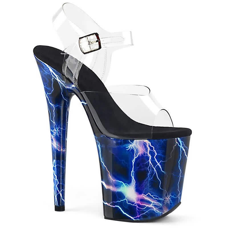 Fashion Transparent Open Toe Platform High Heel Sandals - Blue Lightning - 44 - image 7