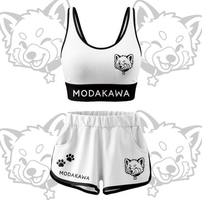 Wink Puppy Graphic Crop Tank Sport Top Shorts Bikini Modakawa Matching Outfit - White Set - 5XL - image 16
