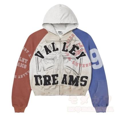 Y2K Vintage Letter Print Zip Up Hooded Jacket - White - 4XL - image 18
