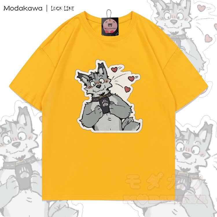 MODAKAWA X LUCK LIKE Cute Remy Phone Graphic 100% Cotton T-shirt - Yellow - 5XL - image 5