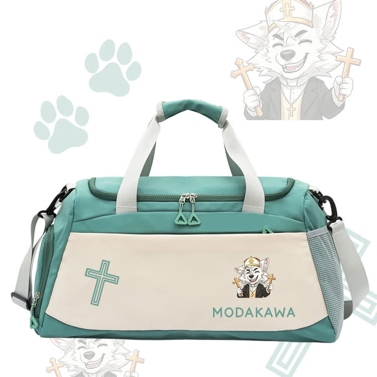 Happy Fox Cross Graphic Modakawa Large Capacity Sports Gym Duffel Bag - Green - 55*28*26 cm - image 4