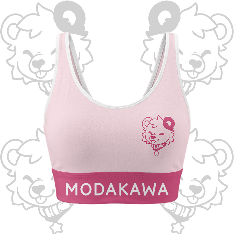 Bear Graphic Crop Tank Sport Top Shorts Bikini Modakawa Matching Outfit - Pink Top - 5XL - image 5