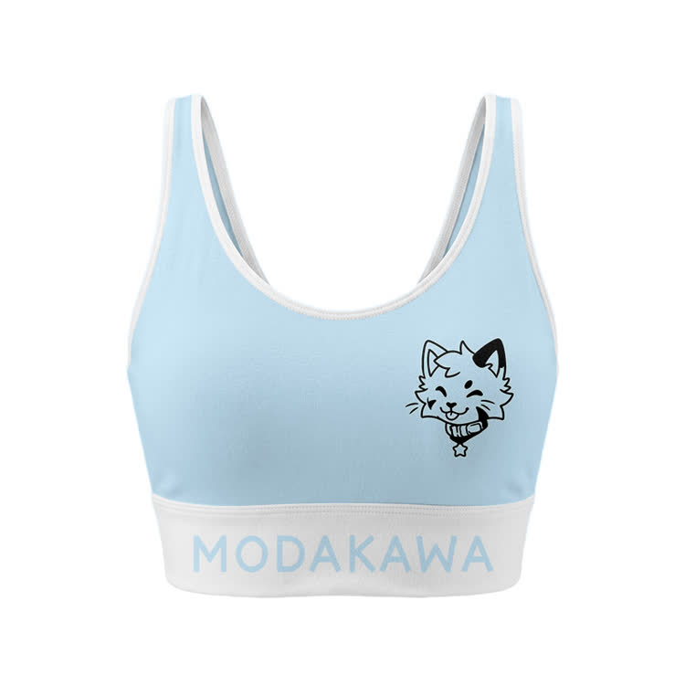 Kitty Graphic Sports Bra Top Leggings Modakawa Matching Outfit - Blue Top - 5XL - image 3
