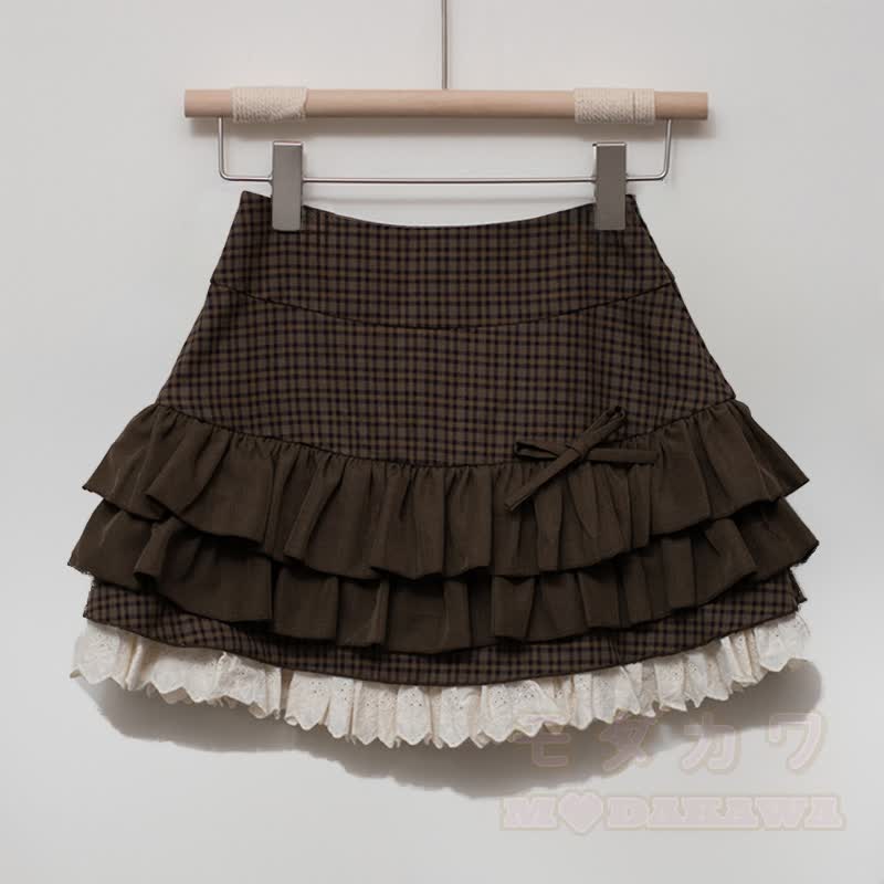 Bow Shirt Off Shoulder Knit Sweater Ruffle Skirt Matching Outfit - Skirt - XL - image 6