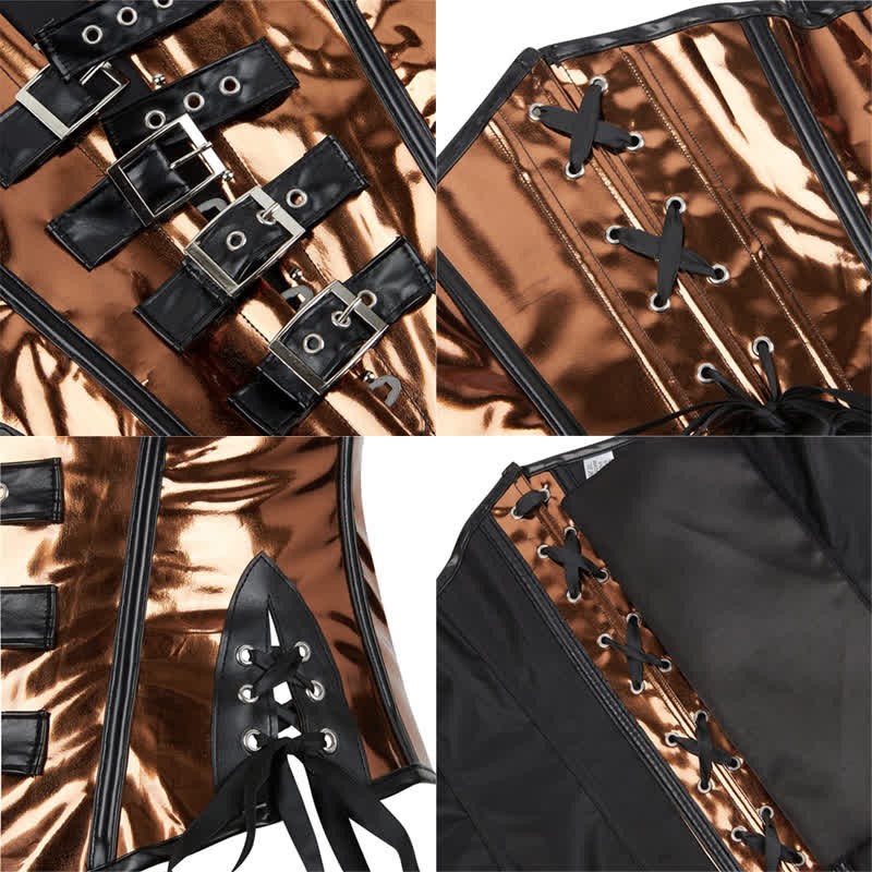 Steampunk Halter Lace Up PU Corset Tops - image 13