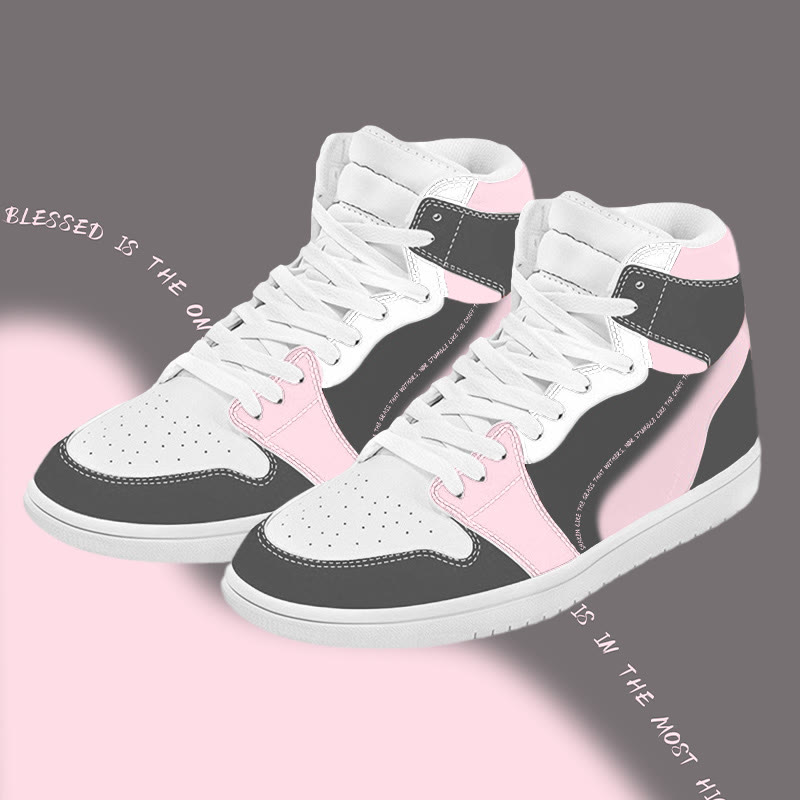 MODAKAWA Color Block Graphic High Top Canvas Shoes - Grey&Pink B - 48 - image 2